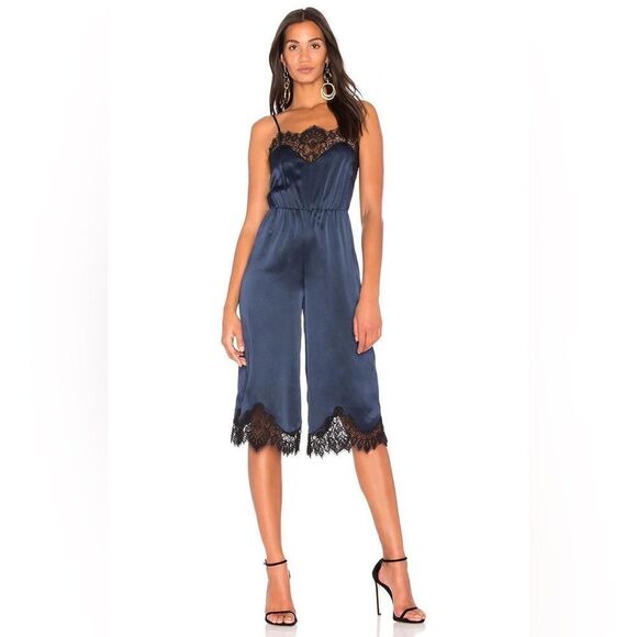 Alice + Olivia by Stacey Bendet Quincy Blue Navy Jumpsuit Lace Size 0 - Picture 5 of 14